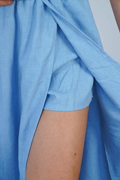 Hazel Fusta lungă cu deschidere în culoare albastru bebeluș