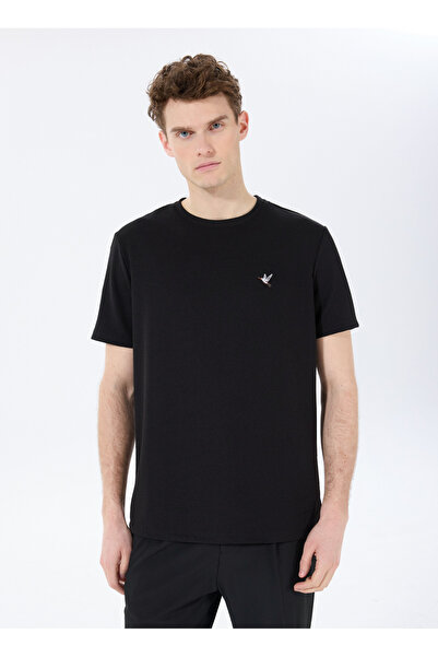 Fabrika Bisiklet Yaka Jakarlı Siyah Erkek T-Shirt F5SM-TST 2069