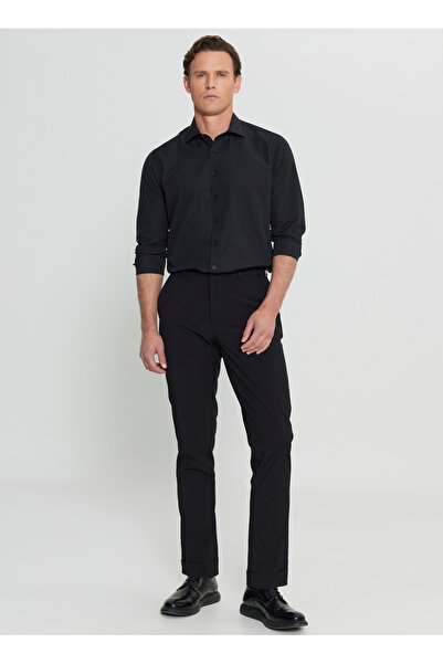 ALTINYILDIZ CLASSICS Altınyıldız Classics Elastic Waist Regular Leg Slim Fit Black Men's Pants Ace001252195_Syh