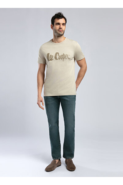 Lee Cooper Bisiklet Yaka Bej Erkek T-Shirt 252 LCM 242001 LONDONLOGO BEJ