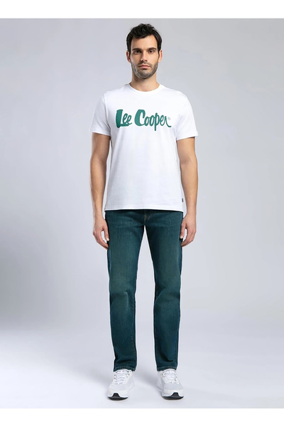 Lee Cooper Ανδρικό μπλουζάκι με λαιμόκοψη λευκό 252 LCM 242001 LONDONLOGO WHITE-Y