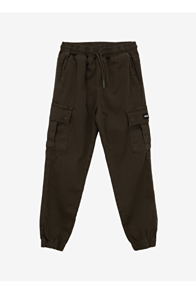 Jeep Lastikli Bel Lastikli Paça Haki Erkek Çocuk Kargo Pantolon J5SB-PNT7812