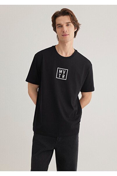Mavi MVTR Baskılı Siyah Tişört Loose Fit / Bol Rahat Kesim 0612004-900