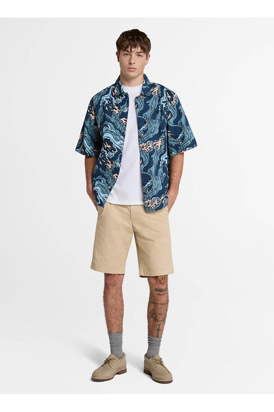 Timberland Tb0A6Dma1001-Rugged Active Gear Bac White Crew Neck Regular Fit Printed Men's T-Shirt