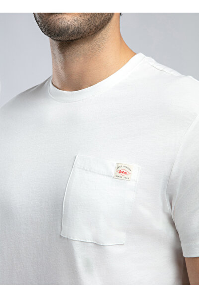 Lee Cooper Ανδρικό μπλουζάκι με λαιμόκοψη εκρού 252 LCM 242018 VINCENT EKRU