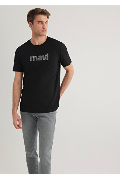 Mavi Emblémával nyomtatott fekete póló Slim Fit / Slim Fit 0611039-900