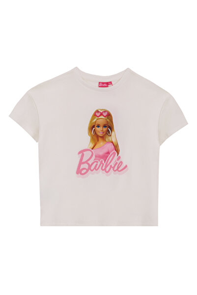 Barbie Ekru Kız Çocuk Baskılı T-Shirt BRB5SG-TST6420