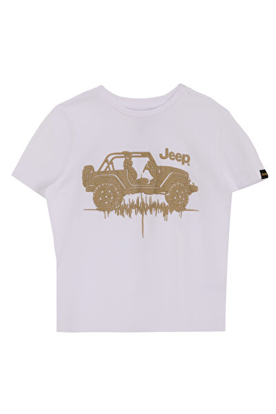 JEEP Ekru Erkek Çocuk Baskılı T-Shirt J5SB-TST7748