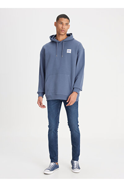Lee Kapüşon Yaka İndigo Erkek Sweatshırt LM02RJA66 Loose Sweatshirt