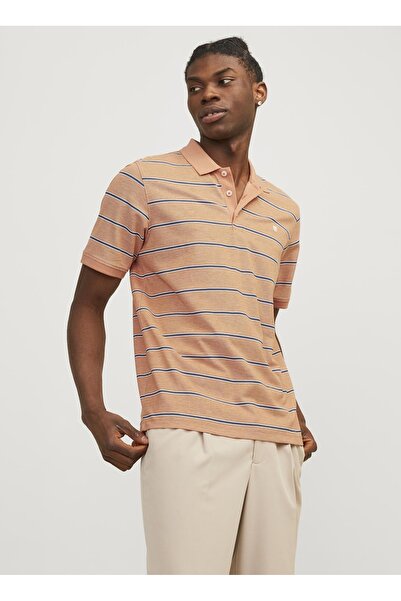 Jack & Jones Polo Yaka Turuncu Erkek T-Shirt JPRBLUWIN POLO SS STRIPE