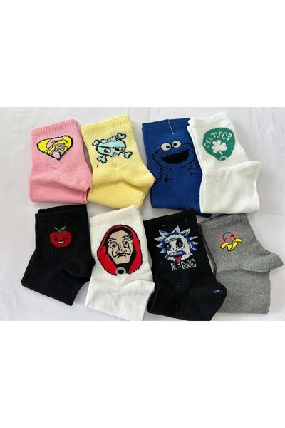İBT Trend Patterned Colorful Socks Cotton 8 Pairs