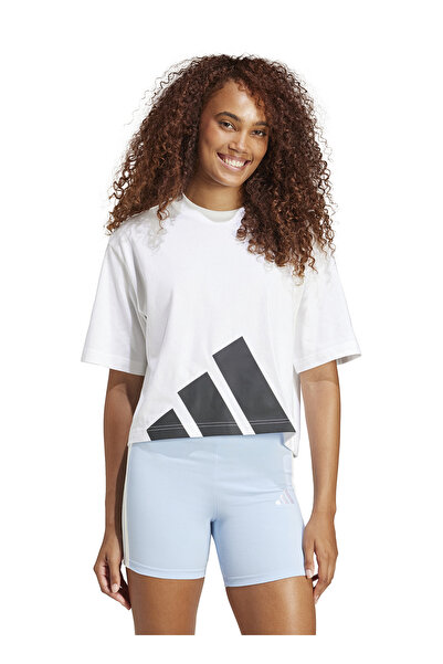 adidas JG8737 W BL SJ BF T Tricou alb cu gât rotund, cu imprimeu, cu potrivire largi