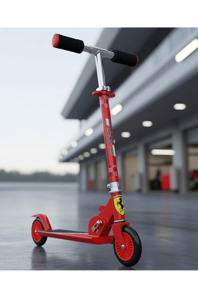 Ferrari سكوتر بعجلتين باللون الأحمر - ارتفاع قابل للتعديل