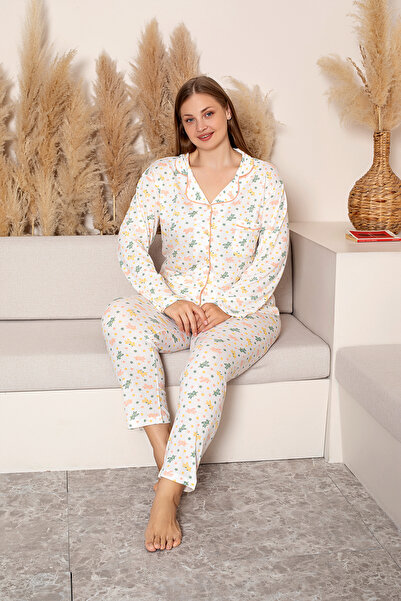 nisaNCa Long Sleeve Shirt Collar Women's Plus Size Pinterest Pajama Set - Seasonal Women's Pajamas