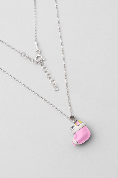 So CHIC... Renkli Çorap 18 Ayar Beyaz Altın Kaplama 32 Cm Gümüş Çocuk Kolye