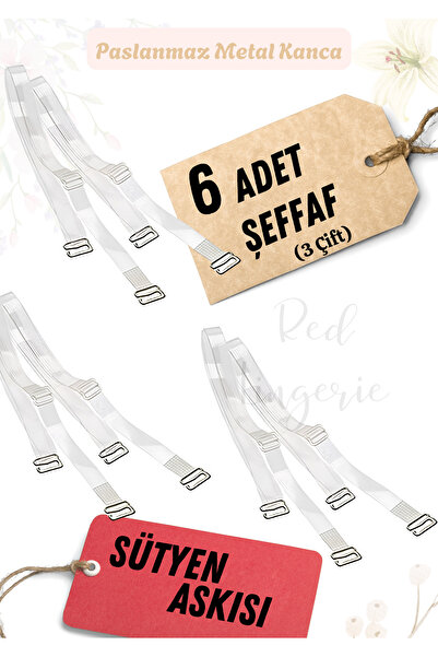 red iç giyim Metal Uçlu Şeffaf Sütyen Askısı (6 ADET)