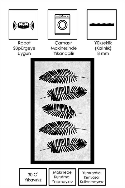 West Home Dijital Baskı Yıkanabilir Kaymaz Taban Salon Halısı Mutfak Halısı Yolluk