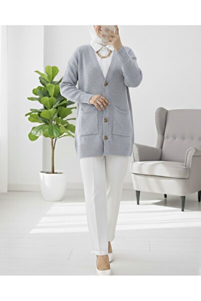 Modamorfo Double Pocket Soft Knit Cardigan - Gray