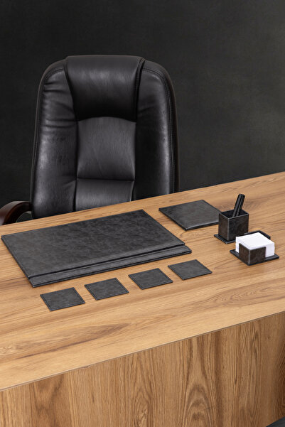 ofisbura Classic Aura 8 Parça Deri Masa Takım