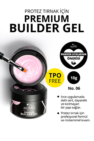 MOMO professional Premium Builder Gel, Protez Tırnak Jeli No.06, Pembe, 10 gr...