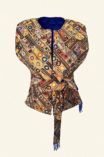 GZ Design Çift Taraflı Beli Kemerli Mavi Kapitone Şişme Yelek