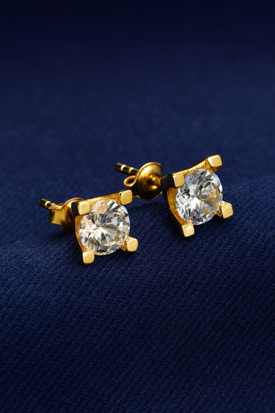 KAR DİAMOND 925 Ayar Gümüş Altın Kaplama 0.75 Karat Zircon Pırlanta Model Tek...