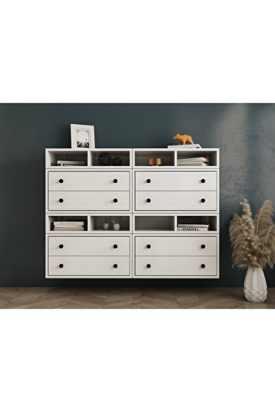 Nettrends PNR Çok Amaçlı Dolap Duvara Monte 8 Çekmeceli Şifonyer