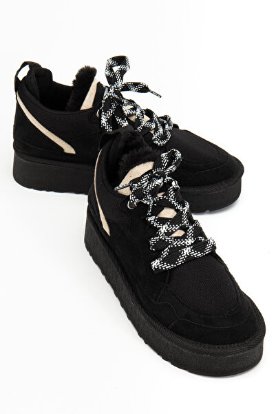 MARSEDO Γυναικεία παπούτσια casual με χοντρή σόλα με κορδόνια Remi Black Suede