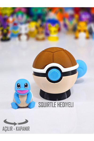 Suelo Butik ÖZEL SERİ Açılır-Kapanır Squirtle Temalı Poketopu Pokeball (Pokem...