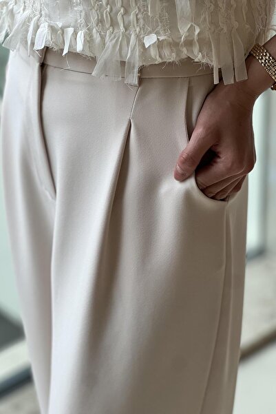 sentez giyim Sentez Roma Arkası Lastikli Pileli Pantolon