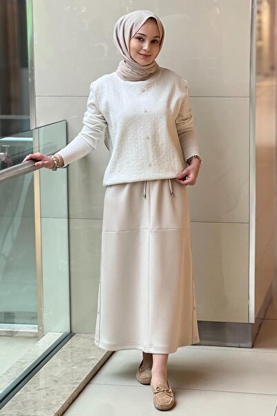 sentez giyim Sentez Soft Yanı Çıtçıtlı Etek