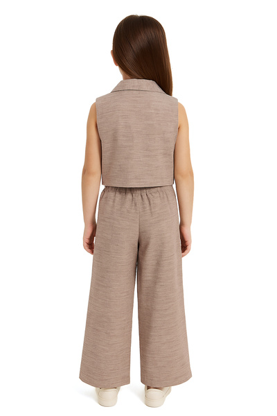 Merdia Girls' Linen Vest and Pants 2-Piece Set