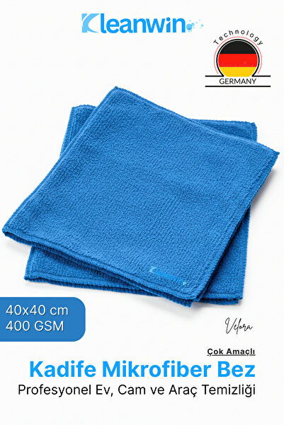 Kleanwin Velora Mavi Kadife Mikrofiber Bez 40x40Cm 400 GSM – Ev, Mutfak ve Ar...