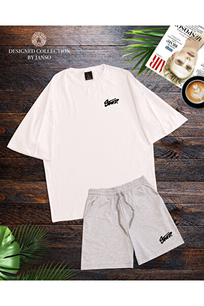 ACTIVE MODA - MEN'S SHORT SLEEVE DWTS8 PRINTED TSHIRT-SHORTS SET PLUS SIZE 2-PIECE OVERSIZED