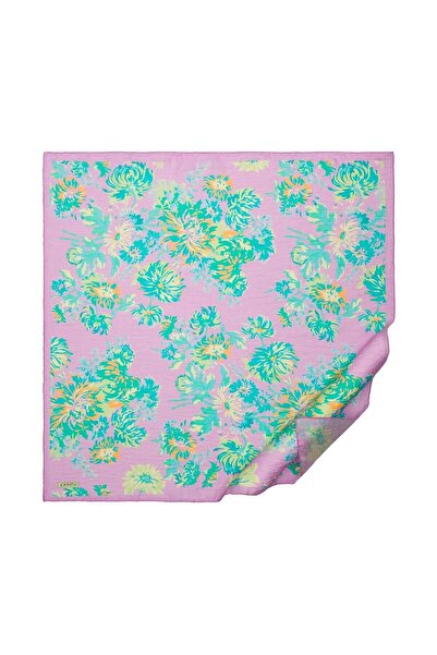 ipekevi Eșarfă TenSoft cu model de crizantemă 02220-Liliac