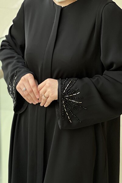 GİZAY Gizay Sleeve Ends Bocuk Embroidered Dubai Silk Ferace