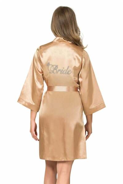 CHI'LA Collection Rochie de mireasa din satin scurta aurie