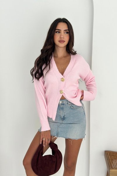 Noi Belis Cardigan din tricot cu textura moale, cu detalii cu nasturi mari AW...