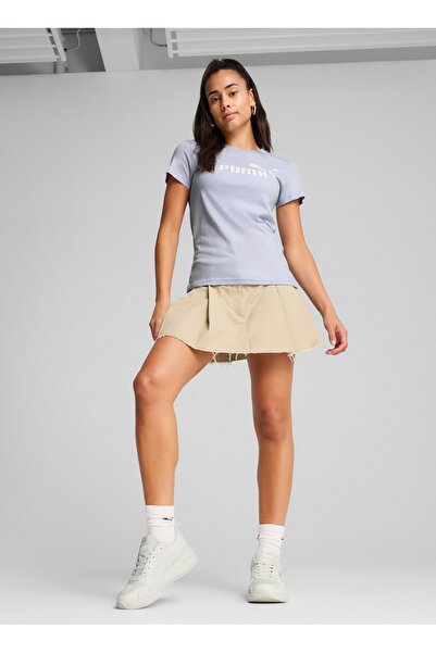 Puma 68237147 ESS No. 1 Logo Tee (s) Coo Açık Mavi Yuvarlak Yaka Regular Fit Baskılı Kadın T-Shirt