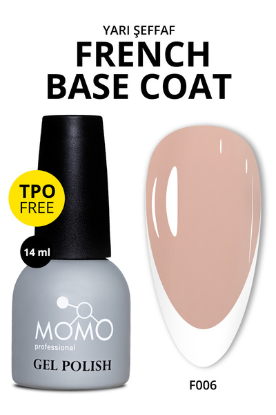 MOMO professional Kalıcı Oje Yarı Şeffaf French Base F006, Açık Şeftali, 14 m...