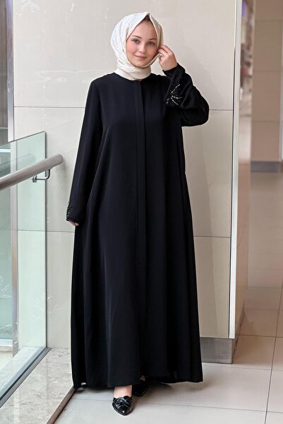 GİZAY Gizay Sleeve Ends Bocuk Embroidered Dubai Silk Ferace