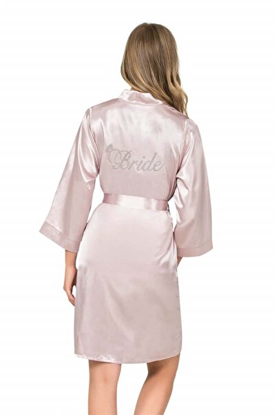 CHI'LA Collection Rochie de mireasa scurta din satin pudrata