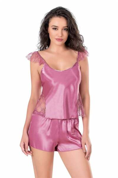 PRIMODA Σετ σορτς μπέιμπιντολ από σατέν Aesco Gül Kurusu