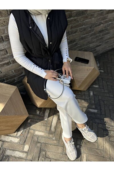 Molly Nelly Kadın Midi Boy Kapitone Kuşaklı Yelek