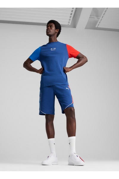 Puma 63073504 BMW MMS CAR GRAPHIC TEE 2 Mavi Yuvarlak Yaka Regular Fit Baskılı Erkek T-Shirt