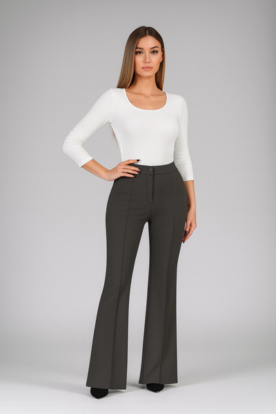 ECEYLÜL MODA Scuba Crepe Front Cropped Spanish Cuff Pants