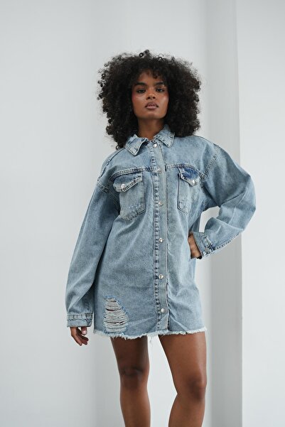 hakimoda سترة جينز بتفاصيل شق