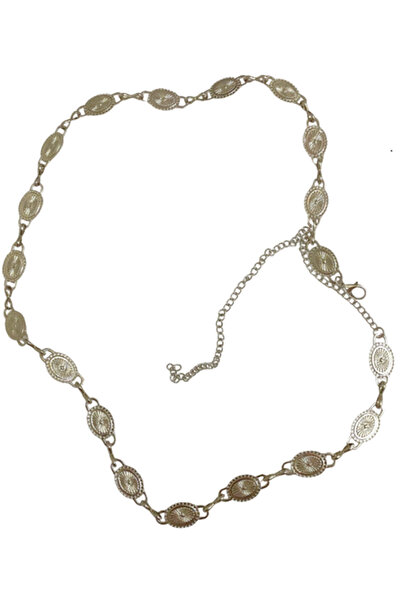 Classy Kadın Ayarlanabilir Parlak Antik Nikel Renk El Yapımı Bel Zinciri Bel Kolyesi - Özgün Tasarım