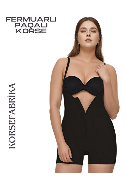KORSEFABRİKA Короткий корсет з агафлі та застібкою-блискавкою, з короткими рукавами та вирізом під грудьми