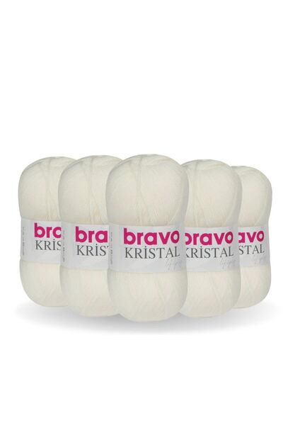 Bravo Crystal 5 Pieces 100 Grams 5 Yumak (Color Code: 105) Cream 100% Acrylic